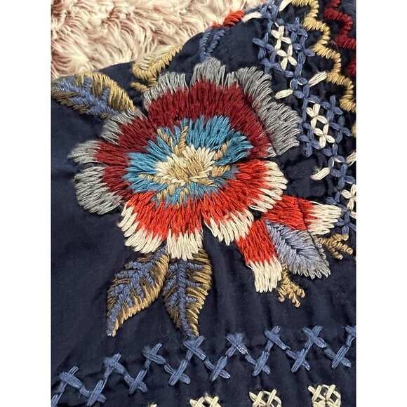 Johnny Was Navy Embroidered Blouse - Picture 15 of 16